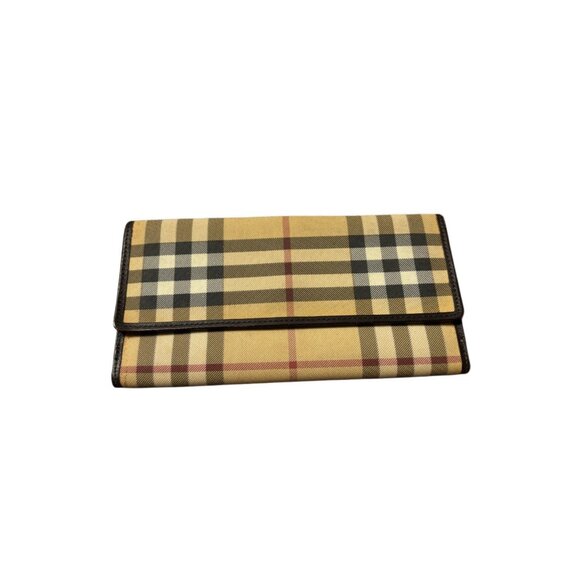 BURBERRY Canvas & Leather Nova Check Bifold Continental Long Wallet, Luxury - Picture 1 of 7